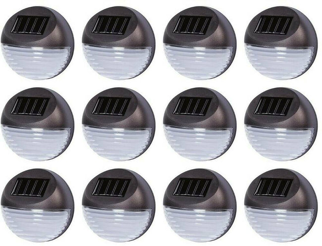 12 Solar Powered LED Garden Fence Lights Wall Patio Decking Outdoor Lighting