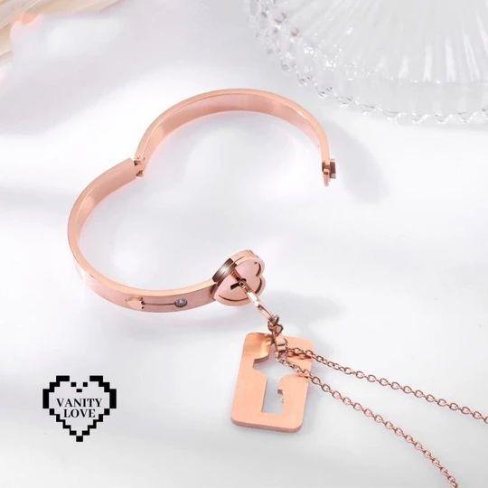 Love Heart Lock Bracelet and Key Pendant Love Lock Set