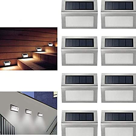 8 x Super Bright Solar Powered LED Fence Wall Lights