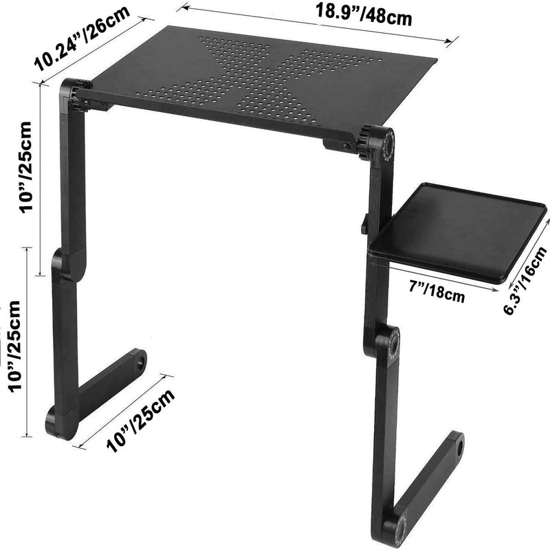 Aluminium Adjustable Laptop Stand for Bed or Desk (48x26cm/18.8x10")