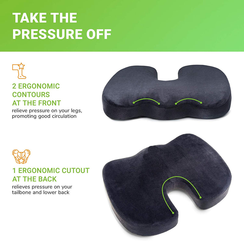 Orthopedic Memory Foam  Support Cushion Helps With Coccyx Sciatica Pain