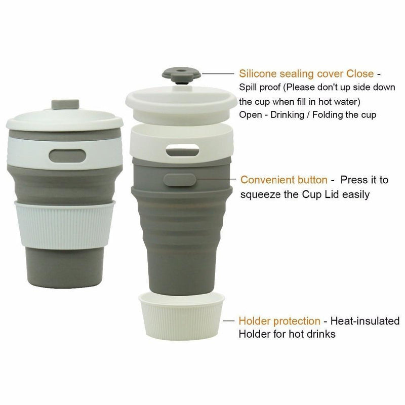 Collapsible BPA FREE Silicone Travel Coffee Mug Cup