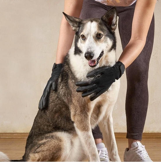 Grooved Pet Grooming Gloves