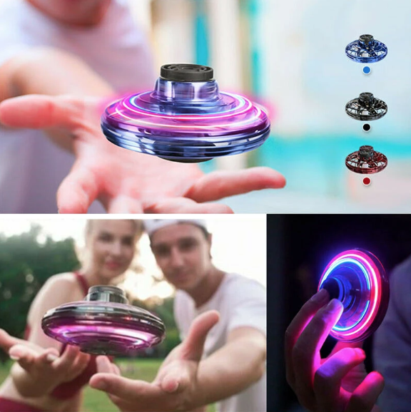 Flying Spinner Hand Operated Drone, Mini UFO with LED Lights