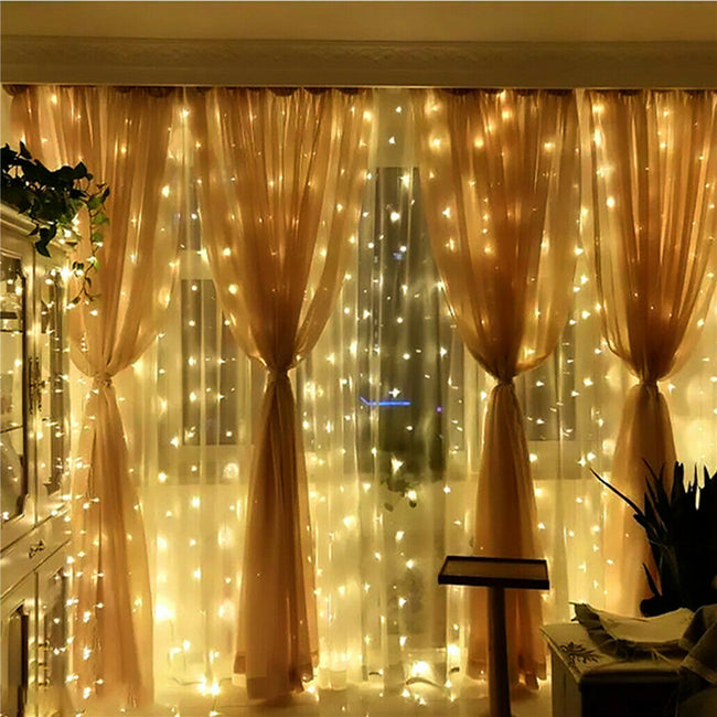 300 Led Curtain Fairy Lights String Indoor/Outdoor