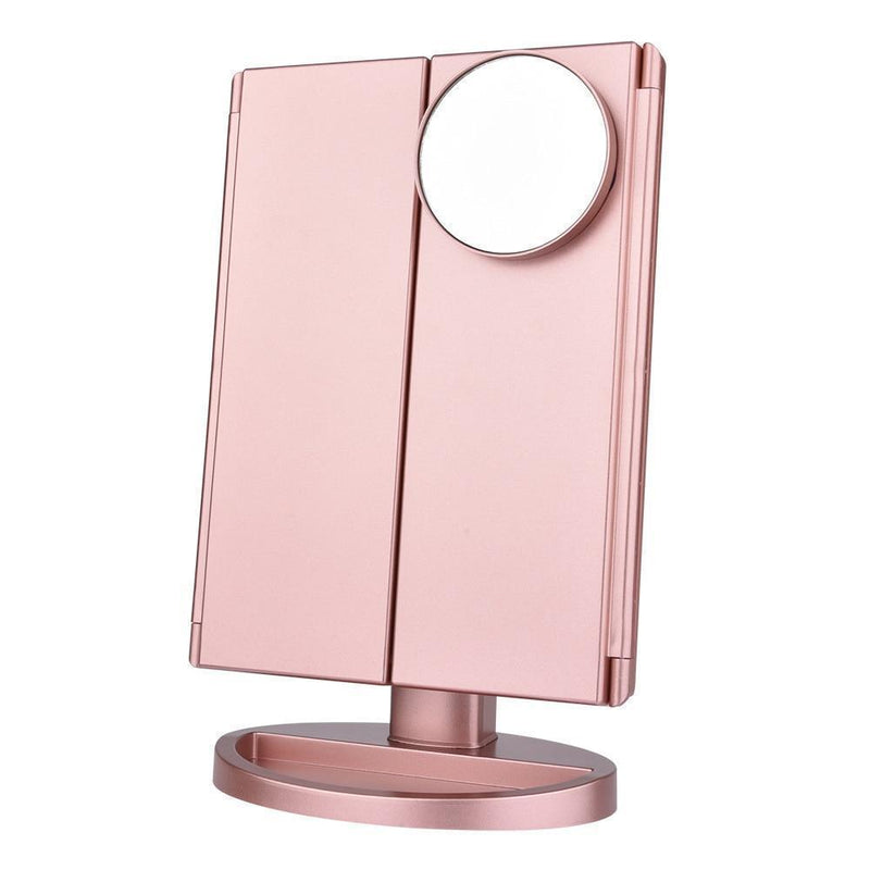 Tri Fold LED Touch Screen Makeup Mirror