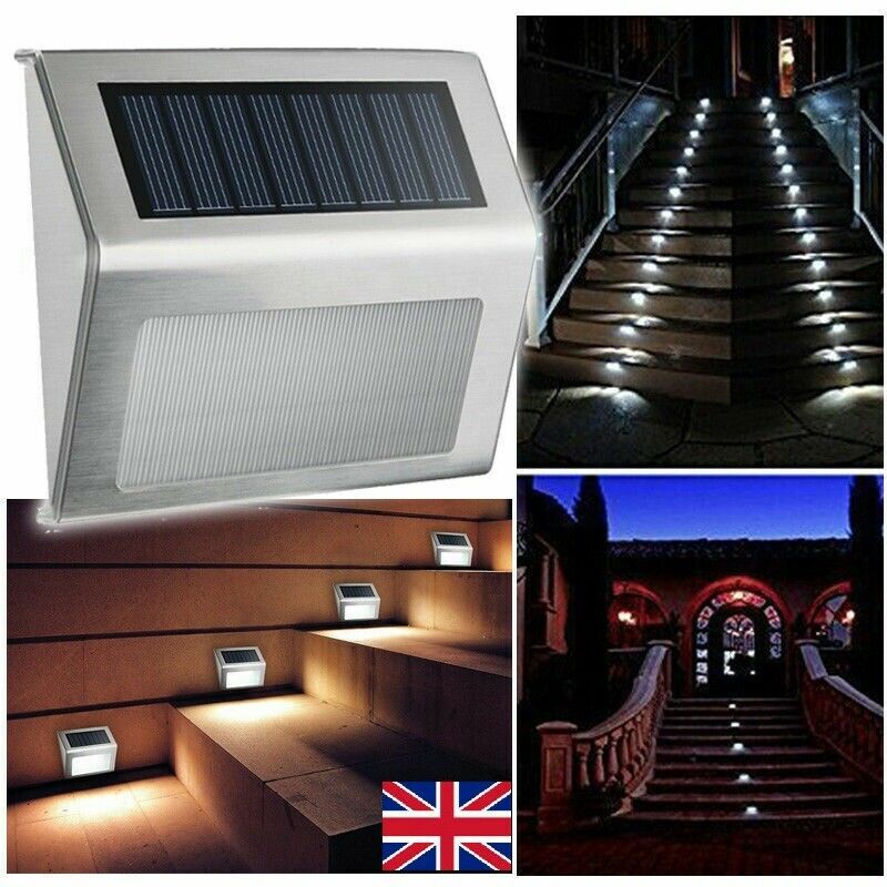 8 x Super Bright Solar Powered LED Fence Wall Lights