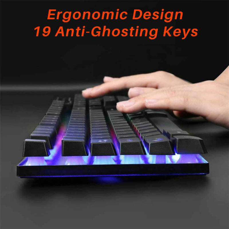 Gaming Keyboard And Mouse Set Rainbow LED Illuminated USB For PC Laptop PS4 Xbox