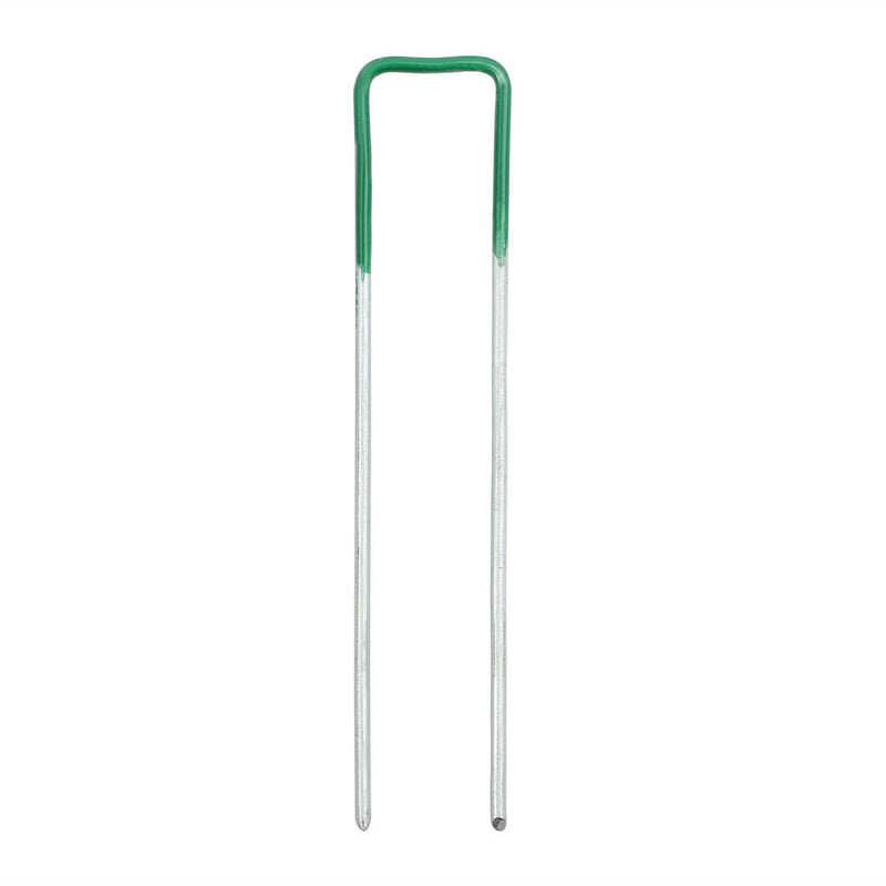 100x Artificial Grass Pins Green Galvanised Metal U Pegs Membrane Fabric Staple