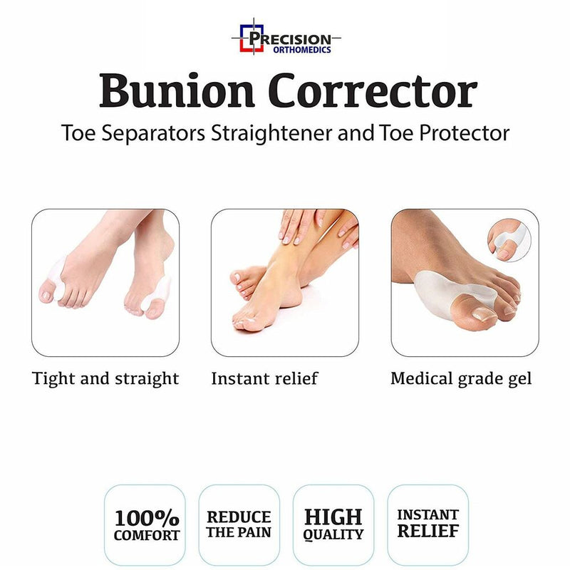 2 Silicone Gel Bunion Toe Protector Straightener Corrector Spreader Splint Pads