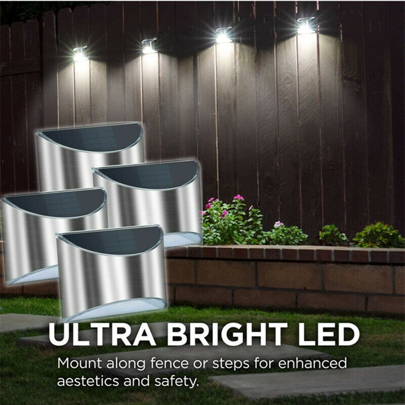 8x LED Solar Powered Garden Fence Lights Wall Light