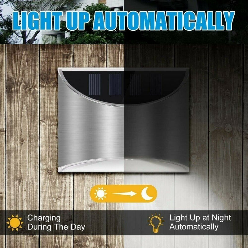 8x LED Solar Powered Garden Fence Lights Wall Light