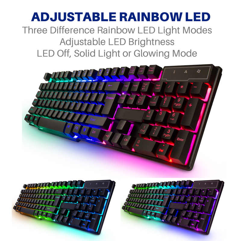 Gaming Keyboard Mouse and Headset Set Rainbow LED USB For PC Laptop PS4 Xbox One