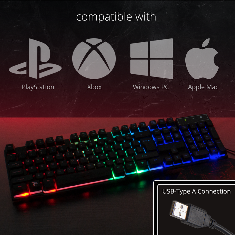 Gaming Keyboard Mouse and Headset Set Rainbow LED USB For PC Laptop PS4 Xbox One