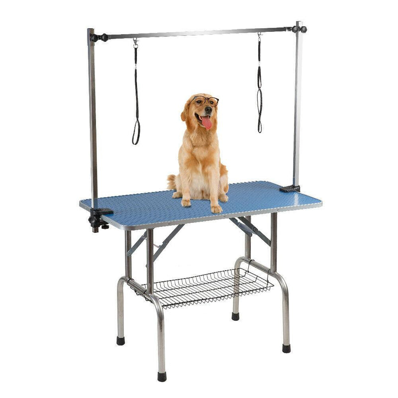 Dog Pet Grooming Table 2 Arm Adjustable Folding Bath Height Non Slip Top 36" BTM